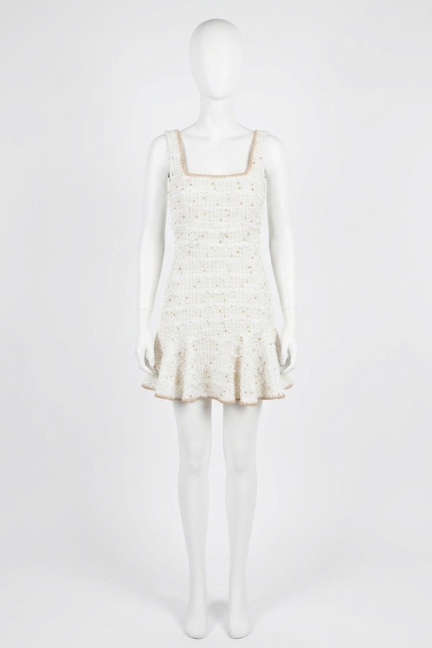 NEW ADELYN RAE salina tweed mini dress in ivory